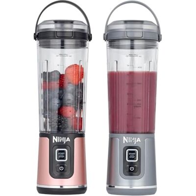 Ninja Blast Kabelloser Mini-Mixer, 530 ml, 2er-Pack, Auslaufsicherer Trinkdeckel, Wiederaufladbar, Roségold & Silber Ninja Blast Kabelloser Mini-Mixer, 530 ml, 2er-Pack, Auslaufsicherer Trinkdeckel, Wiederaufladbar, Roségold & Silber