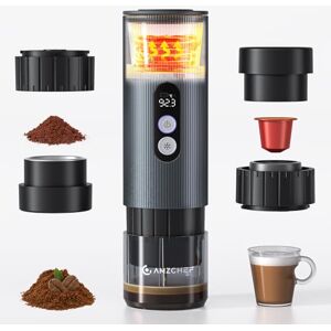 AMZCHEF Tragbare Espressomaschine mit Akku – 20 Bar Mobile Kaffeemaschine mit USB-C & Digitalanzeige – Kompatibel mit Kapseln & Kaffeepulver – kaffeemaschine to go für Reisen, Camping, Aluminium AMZCHEF Tragbare Espressomaschine mit Akku – 20 Bar Mobile Kaffeemaschine mit USB-C & Digitalanzeige – Kompatibel mit Kapseln & Kaffeepulver – kaffeemaschine to go für Reisen, Camping, Aluminium