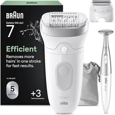 Braun Silk·épil 7, Epilierer Damen, Breitem Kopf für eine Einfache Haarentfernung, Nass & Trocken, Lang Anhaltend Glatte Haut — Inkl. Rasieraufsatz, Trimmeraufsatz und Bikini-Trimmer — 7-241, Silber Braun Silk·épil 7, Epilierer Damen, Breitem Kopf für eine Einfache Haarentfernung, Nass & Trocken, Lang Anhaltend Glatte Haut — Inkl. Rasieraufsatz, Trimmeraufsatz und Bikini-Trimmer — 7-241, Silber