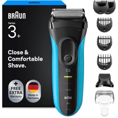Braun Rasierer Herren Elektrisch Series 3+, Rasierapparat, 3010BT, Blau Kabelloser Elektrorasierer mit 3 Flexiblen Klingen, Barttrimmer mit 45 Min. Akku, Wasserdicht, Inkl. 5 Kammaufsätze Braun Rasierer Herren Elektrisch Series 3+, Rasierapparat, 3010BT, Blau Kabelloser Elektrorasierer mit 3 Flexiblen Klingen, Barttrimmer mit 45 Min. Akku, Wasserdicht, Inkl. 5 Kammaufsätze