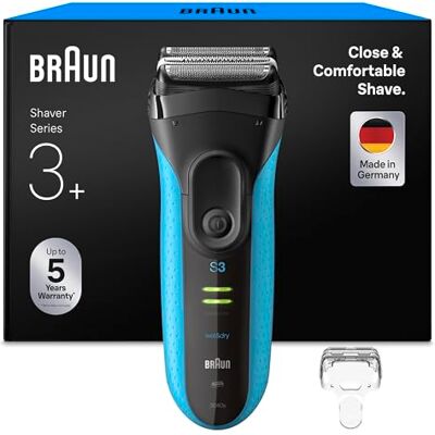 Braun Rasierer Herren Elektrisch Series 3+, 3040si, Blau Kabelloser Elektrorasierer mit 3 Flexible Klingen, Barttrimmer mit 45 Min. Akku, Wasserdicht, Made in Germany, Inkl. Schutzkappe Braun Rasierer Herren Elektrisch Series 3+, 3040si, Blau Kabelloser Elektrorasierer mit 3 Flexible Klingen, Barttrimmer mit 45 Min. Akku, Wasserdicht, Made in Germany, Inkl. Schutzkappe