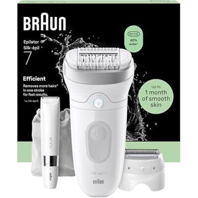 Braun Silk·épil 7, Epilierer Damen mit Breitem Kopf für eine Einfache Haarentfernung, Nass & Trocken, Langanhaltend Glatte Haut — Inkl. Rasieraufsatz, Trimmeraufsatz und Mini Rasierer — 7-441, Silber Braun Silk·épil 7, Epilierer Damen mit Breitem Kopf für eine Einfache Haarentfernung, Nass & Trocken, Langanhaltend Glatte Haut — Inkl. Rasieraufsatz, Trimmeraufsatz und Mini Rasierer — 7-441, Silber