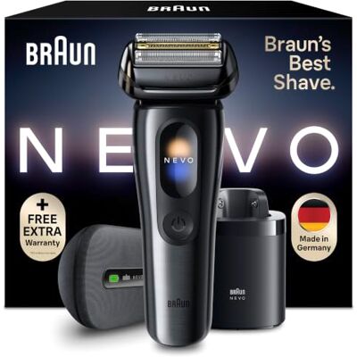 Braun NEVO Rasierer Herren Elektrisch, NEVO17015C, Graphit Elektrorasierer mit AeroTouch-Technologie für Eine Rasur Ohne Kompromisse, Wasserdicht, Inkl. Pflegesystem Und Lade-Reiseetui Braun NEVO Rasierer Herren Elektrisch, NEVO17015C, Graphit Elektrorasierer mit AeroTouch-Technologie für Eine Rasur Ohne Kompromisse, Wasserdicht, Inkl. Pflegesystem Und Lade-Reiseetui