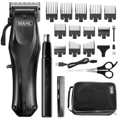 Wahl Rapid Clip, Haarschneidemaschinen für Männer, USB-aufladbar, Ohr-/Nasenhaarentfernung, Verstellhebel, Komplette Haarschnitte zu Hause, Lithium-Ionen-Akku, ergonomischer Griff Wahl Rapid Clip, Haarschneidemaschinen für Männer, USB-aufladbar, Ohr-/Nasenhaarentfernung, Verstellhebel, Komplette Haarschnitte zu Hause, Lithium-Ionen-Akku, ergonomischer Griff