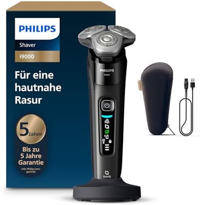 Philips Rasierer i9000, Elektrischer Nass-und Trockenrasierer für Herren mit integriertem Trimmer, schwarz, Ladestation und Reiseetui (Modell X9000/10) Philips Rasierer i9000, Elektrischer Nass-und Trockenrasierer für Herren mit integriertem Trimmer, schwarz, Ladestation und Reiseetui (Modell X9000/10)