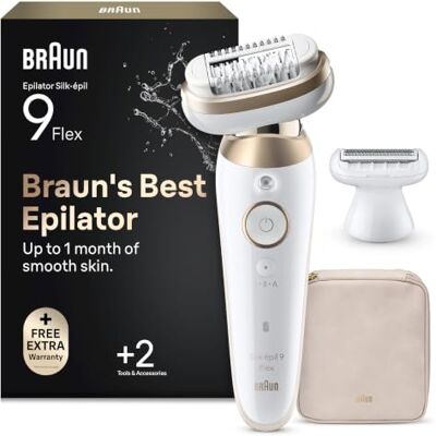 Braun Epilierer Damen Silk·épil 9 Flex, Ladyshaver, 9-041 3D, Gold 360° Flexiblem Kopf für Eine Einfache Haarentfernung, Langanhaltend Glatte Haut, Wasserdicht, Inkl. Etui Und Trimmeraufsatz Braun Epilierer Damen Silk·épil 9 Flex, Ladyshaver, 9-041 3D, Gold 360° Flexiblem Kopf für Eine Einfache Haarentfernung, Langanhaltend Glatte Haut, Wasserdicht, Inkl. Etui Und Trimmeraufsatz