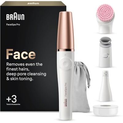 Braun Gesichtsepilierer Damen FaceSpa Pro, Wasserdicht, SE 912, Weiß/Bronze Damenbart Entferner, Gesichtsreinigungsbürste, Haarentfernungt, Hautreinigungs Und Hautstraffungs System, Inkl. 3 Extras Braun Gesichtsepilierer Damen FaceSpa Pro, Wasserdicht, SE 912, Weiß/Bronze Damenbart Entferner, Gesichtsreinigungsbürste, Haarentfernungt, Hautreinigungs Und Hautstraffungs System, Inkl. 3 Extras