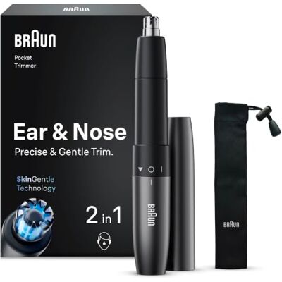 Braun Ohren Und Nasenhaartrimmer, Trimmer mit Doppelklingen, EN21, Grau Nasentrimmer mit SkinGentle Technologie, Nasenhaarentferner mit Abwaschbare Klingen, Kompakt Und Ideal Nasenhaarschneider Braun Ohren Und Nasenhaartrimmer, Trimmer mit Doppelklingen, EN21, Grau Nasentrimmer mit SkinGentle Technologie, Nasenhaarentferner mit Abwaschbare Klingen, Kompakt Und Ideal Nasenhaarschneider