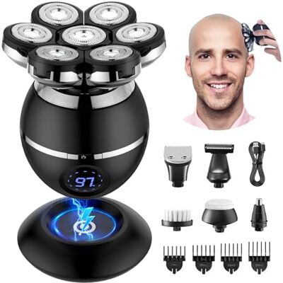 ETENTOUS Glatzen Rasierer Herren Elektrisch, 7D Elektrorasierer Herren 6 in 1 Kopfrasierer für Männer, Kopfrasierer Glatze, Nass & Trocken, IPX7 Wasserdicht, Bart- Und Nasenhaar Trimmer Pflege Kit ETENTOUS Glatzen Rasierer Herren Elektrisch, 7D Elektrorasierer Herren 6 in 1 Kopfrasierer für Männer, Kopfrasierer Glatze, Nass & Trocken, IPX7 Wasserdicht, Bart- Und Nasenhaar Trimmer Pflege Kit