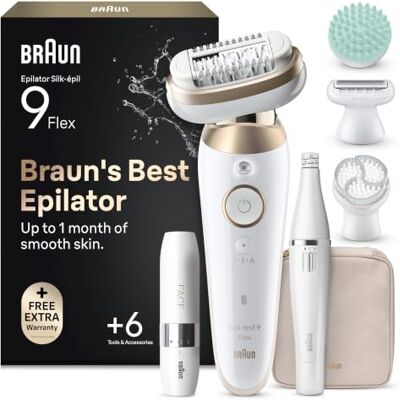 Braun Epilierer Damen Silk·épil 9 Flex SkinSpa, 9-681 3D, Wasserdicht, Gold All-in-One Set, 360° Kopf für Eine Einfache Haarentfernung, Inkl. FaceSpa Haarentfernungsgerät Und Mini Gesichtsrasierer Braun Epilierer Damen Silk·épil 9 Flex SkinSpa, 9-681 3D, Wasserdicht, Gold All-in-One Set, 360° Kopf für Eine Einfache Haarentfernung, Inkl. FaceSpa Haarentfernungsgerät Und Mini Gesichtsrasierer
