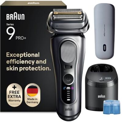 Braun Rasierer Herren Elektrisch Series 9 Pro+, 9677cce, Silber Elektrorasierer, 5+1 Scherkopfelemente, Barttrimmer, 60 Min. Akku, Wasserdicht, Made in Germany, Inkl. Ladeetui, Pflegesystem Braun Rasierer Herren Elektrisch Series 9 Pro+, 9677cce, Silber Elektrorasierer, 5+1 Scherkopfelemente, Barttrimmer, 60 Min. Akku, Wasserdicht, Made in Germany, Inkl. Ladeetui, Pflegesystem