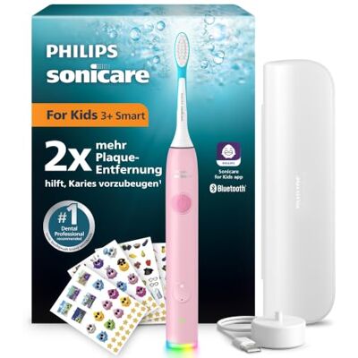Philips Sonicare for Kids Smart elektrische Zahnbürste Schallzahnbürste mit App, für Kinder 3+, 2 sanfte Putzprogramme, 2-Minuten-Timer, 2 Bürstenköpfe (Standard + Mini), Pink, Modell HX6600/51 Philips Sonicare for Kids Smart elektrische Zahnbürste Schallzahnbürste mit App, für Kinder 3+, 2 sanfte Putzprogramme, 2-Minuten-Timer, 2 Bürstenköpfe (Standard + Mini), Pink, Modell HX6600/51