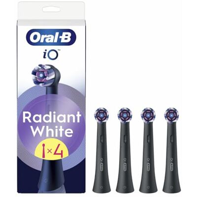 Oral-B 4 Stück Radiant White Ersatzbürsten, Schwarz, fortgeschrittene Bürste mit den Polierblättern für die Zahnaufhellung, für elektrische Bürsten Oral B IO Oral-B 4 Stück Radiant White Ersatzbürsten, Schwarz, fortgeschrittene Bürste mit den Polierblättern für die Zahnaufhellung, für elektrische Bürsten Oral B IO