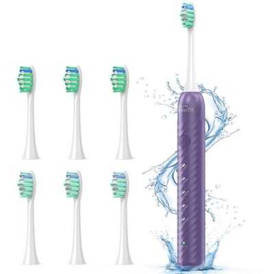 YteaTh Elektrische Zahnbürste Schallzahnbürste Eine Ladung für 180 Tage Zahnbürste Elektrisch, Shcall Electric Toothbrush Mit 6 Ersatzbürsten, 5 Putzmodi, Timer violett YteaTh Elektrische Zahnbürste Schallzahnbürste Eine Ladung für 180 Tage Zahnbürste Elektrisch, Shcall Electric Toothbrush Mit 6 Ersatzbürsten, 5 Putzmodi, Timer violett