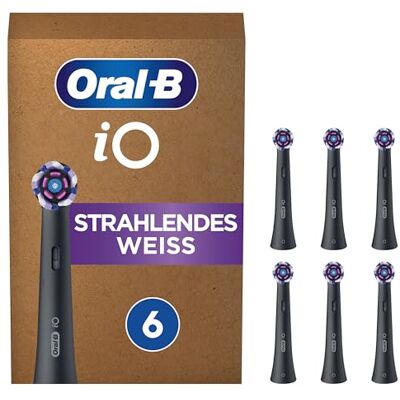 Oral-B iO Strahlendes Weiss Aufsteckbürsten für elektrische Zahnbürste, 6 Stück, aufhellende Zahnreinigung, original Zahnbürstenaufsatz für iO Zahnbürsten, briefkastenfähige Verpackung, Black Oral-B iO Strahlendes Weiss Aufsteckbürsten für elektrische Zahnbürste, 6 Stück, aufhellende Zahnreinigung, original Zahnbürstenaufsatz für iO Zahnbürsten, briefkastenfähige Verpackung, Black