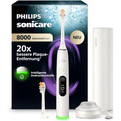 Philips Sonicare Next-Generation DiamondClean 8000 Elektrische Zahnbürste – mit Andruckkontrolle und Feedback, 15 Einstellungen, Pulverweiß, HX8312/11 Philips Sonicare Next-Generation DiamondClean 8000 Elektrische Zahnbürste – mit Andruckkontrolle und Feedback, 15 Einstellungen, Pulverweiß, HX8312/11
