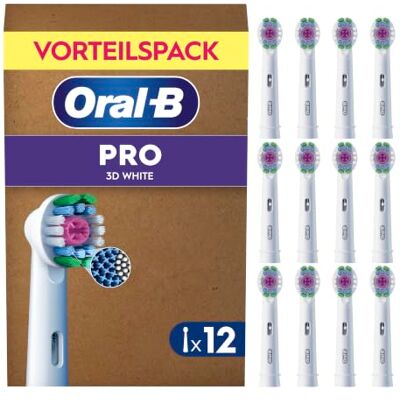 Oral-B Pro 3DWhite Aufsteckbürsten — ORIGINAL Zahnbürstenaufsatz für Elektrische Zahnbürste, Aufhellende Zahnreinigung, Ersatzbürsten mit X-Borsten — Weiß, 12 Stück Oral-B Pro 3DWhite Aufsteckbürsten — ORIGINAL Zahnbürstenaufsatz für Elektrische Zahnbürste, Aufhellende Zahnreinigung, Ersatzbürsten mit X-Borsten — Weiß, 12 Stück