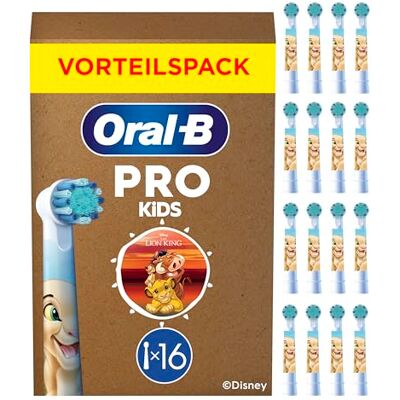 Oral-B Aufsteckbürsten Pro Kids 3+ Disney König der Löwen, Weiß, 16 Stück Original Zahnbürstenaufsatz für Elektrische Zahnbürste für Kinder ab 3 Jahren, Zahnbürstenköpfe mit Extra Weichen Borsten Oral-B Aufsteckbürsten Pro Kids 3+ Disney König der Löwen, Weiß, 16 Stück Original Zahnbürstenaufsatz für Elektrische Zahnbürste für Kinder ab 3 Jahren, Zahnbürstenköpfe mit Extra Weichen Borsten