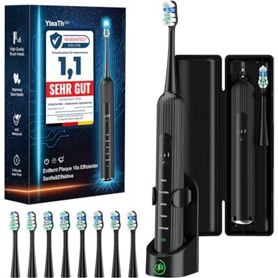 YTEATH PRO Elektrische Schallzahnbürste für Erwachsene & Kinder,5 Putzmodi mit 3 Intensitätsstufen,8 Ersatzbürstenköpfe & Reiseetui,Wiederaufladbare Sonic Toothbrush YTEATH PRO Elektrische Schallzahnbürste für Erwachsene & Kinder,5 Putzmodi mit 3 Intensitätsstufen,8 Ersatzbürstenköpfe & Reiseetui,Wiederaufladbare Sonic Toothbrush