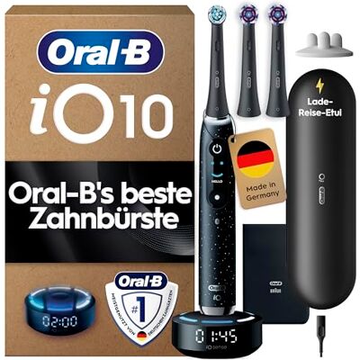 Oral-B iO Series 10 Elektrische Zahnbürste — Electric Toothbrush, Inkl. 3 Aufsteckbürsten, iOSense, Lade-Reise-Etui — 7 Putzmodi für Zahnpflege, Zahnbürste Elektrisch, Designed by Braun, Schwarz Oral-B iO Series 10 Elektrische Zahnbürste — Electric Toothbrush, Inkl. 3 Aufsteckbürsten, iOSense, Lade-Reise-Etui — 7 Putzmodi für Zahnpflege, Zahnbürste Elektrisch, Designed by Braun, Schwarz