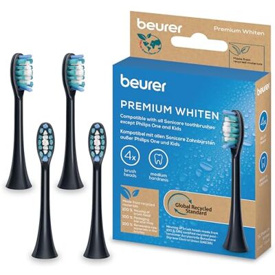 Beurer SC Premium Whiten Bürstenköpfe für elektrische Zahnbürste 4 Ersatzbürsten für SC 11/30/50 & Philips Sonicare Schallzahnbürsten, mittig erhöhte Indikatorborsten, Härtegrad Mittel Beurer SC Premium Whiten Bürstenköpfe für elektrische Zahnbürste 4 Ersatzbürsten für SC 11/30/50 & Philips Sonicare Schallzahnbürsten, mittig erhöhte Indikatorborsten, Härtegrad Mittel