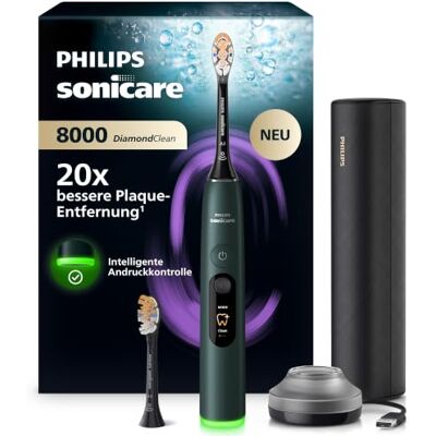 Philips Sonicare Next-Generation DiamondClean 8000 elektrische Zahnbürste – mit intelligenter Andruckkontrolle und 15 Einstellungen, Dunkelgrün, HX8312/14 Philips Sonicare Next-Generation DiamondClean 8000 elektrische Zahnbürste – mit intelligenter Andruckkontrolle und 15 Einstellungen, Dunkelgrün, HX8312/14