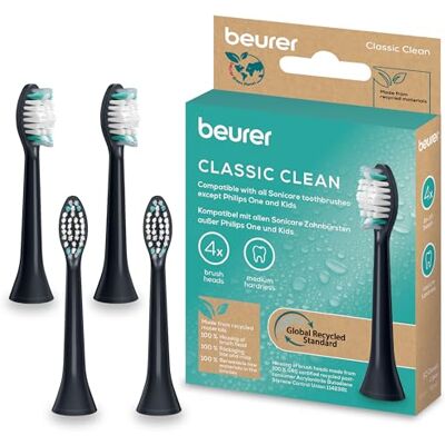 Beurer SC Classic Clean Bürstenköpfe für elektrische Schallzahnbürste 4 Ersatzbürsten für SC 11, SC 30, SC 50 & Philips Sonicare Schallzahnbürsten, W-förmige Indikatorborsten, Härtegrad Mittel Beurer SC Classic Clean Bürstenköpfe für elektrische Schallzahnbürste 4 Ersatzbürsten für SC 11, SC 30, SC 50 & Philips Sonicare Schallzahnbürsten, W-förmige Indikatorborsten, Härtegrad Mittel