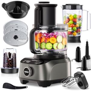 YASHE Multifunktionale Küchenmaschine, 2,5L Schüssel & 1,5L Mixbehälter, Mixer, Grinder, Entsafter, Teigbereiter, Schneider & Raspler, 3 Geschwindigkeiten + Impuls, Sicherheitsverschluss, 1300W YASHE Multifunktionale Küchenmaschine, 2,5L Schüssel & 1,5L Mixbehälter, Mixer, Grinder, Entsafter, Teigbereiter, Schneider & Raspler, 3 Geschwindigkeiten + Impuls, Sicherheitsverschluss, 1300W
