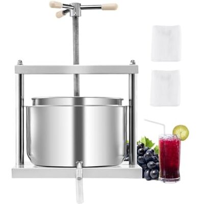 VEVOR Obstweinpresse Entsafter Obstmühle (12 L) mit 2 Edelstahlfässer, manueller Entsafter Apfelweinpresse Apfelpresse Traubenpresse Olivenölpresse Saftpresse mit dreieckigem Griff für die Küche VEVOR Obstweinpresse Entsafter Obstmühle (12 L) mit 2 Edelstahlfässer, manueller Entsafter Apfelweinpresse Apfelpresse Traubenpresse Olivenölpresse Saftpresse mit dreieckigem Griff für die Küche