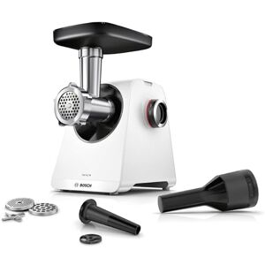 Bosch Fleischwolf Serie 4, 2 Lochscheiben (3 / 8mm) Edelstahl, spülmaschinenfest, elektrisch, stark, kompakt, 2 Stufen, Wurststopfer, 1.900 W, weiß/schwarz, MultiPower MFWS420W Bosch Fleischwolf Serie 4, 2 Lochscheiben (3 / 8mm) Edelstahl, spülmaschinenfest, elektrisch, stark, kompakt, 2 Stufen, Wurststopfer, 1.900 W, weiß/schwarz, MultiPower MFWS420W