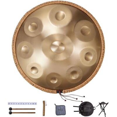 VEVOR Handpan Drum, 55 cm, 9-Ton-Stahlzungentrommel, 432 Hz, D-Moll, mit gewebtem Randschutz, 2 Schlägeln & Tragetasche, farbbeständiges Schlaginstrument für professionelle Auftritte VEVOR Handpan Drum, 55 cm, 9-Ton-Stahlzungentrommel, 432 Hz, D-Moll, mit gewebtem Randschutz, 2 Schlägeln & Tragetasche, farbbeständiges Schlaginstrument für professionelle Auftritte