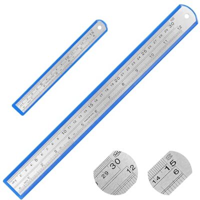 elzle Edelstahl Lineal Set, 2 Stück 30cm / 12 Zoll + 15 cm / 6 Zoll Metall Lineal Kit Heavy Duty Straight Edge für Schule Büro Home Messung elzle Edelstahl Lineal Set, 2 Stück 30cm / 12 Zoll + 15 cm / 6 Zoll Metall Lineal Kit Heavy Duty Straight Edge für Schule Büro Home Messung