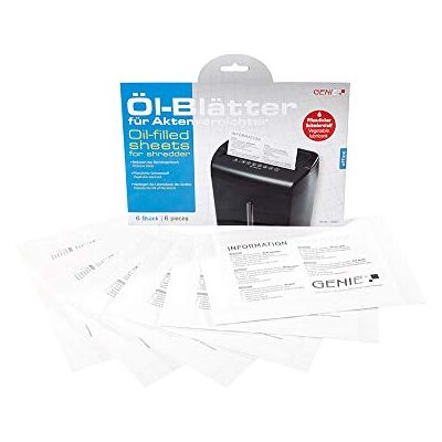 GENIE Pflegekit (Ölblätter/Ölpapier und Cleaning-Kit für Aktenvernichter, geeignet für sämtliche Schnittarten, Geräte, Hersteller) 6er Pack GENIE Pflegekit (Ölblätter/Ölpapier und Cleaning-Kit für Aktenvernichter, geeignet für sämtliche Schnittarten, Geräte, Hersteller) 6er Pack