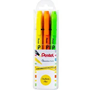 Pentel illumina Flex SLW11 Textmarker, zweispitz, Gelb, Orange und Grün, 3 Stück Pentel illumina Flex SLW11 Textmarker, zweispitz, Gelb, Orange und Grün, 3 Stück