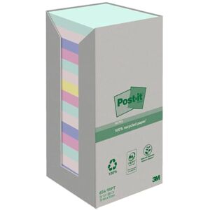 Post-it Recycling Notes Assortierte Farben, Packung mit 16 Blöcken, 100 Blatt pro Block, 76 mm x 76 mm, Farben: Grün, Pink, Gelb, Blau Selbstklebende Notizzettel aus 100% Recyclingpapier Post-it Recycling Notes Assortierte Farben, Packung mit 16 Blöcken, 100 Blatt pro Block, 76 mm x 76 mm, Farben: Grün, Pink, Gelb, Blau Selbstklebende Notizzettel aus 100% Recyclingpapier