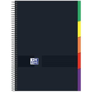 Oxford , Notizbuch, A4, kariert, 5 x 5, extra fester Einband, 100 mikroperforierte Blätter, 5 Registerkarten, Schwarz Oxford , Notizbuch, A4, kariert, 5 x 5, extra fester Einband, 100 mikroperforierte Blätter, 5 Registerkarten, Schwarz