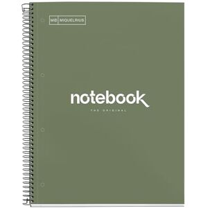 Miquelrius Notizbuch A4 Notebook, 1 farbiger Streifen, 80 Blatt mit raster 5 x 5 mm, Papier 90 g/m² mikroperforiert mit 4 Bohrungen für 4 Ringe, Einband aus Karton, Farbe Grün Miquelrius Notizbuch A4 Notebook, 1 farbiger Streifen, 80 Blatt mit raster 5 x 5 mm, Papier 90 g/m² mikroperforiert mit 4 Bohrungen für 4 Ringe, Einband aus Karton, Farbe Grün