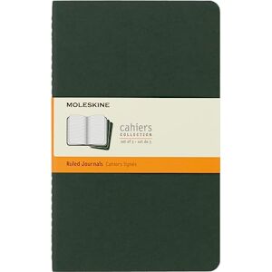 Moleskine Cahier Journal, Set 3 Notebooks with Ruled Pages, Cardboard Cover with Visible Cotton Stiching, Colour Myrtle Green, Large 13 x 21 cm, 80 Pages Moleskine Cahier Journal, Set 3 Notebooks with Ruled Pages, Cardboard Cover with Visible Cotton Stiching, Colour Myrtle Green, Large 13 x 21 cm, 80 Pages