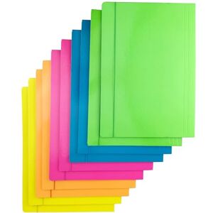 D.RECT 10 Stück (2 Stück Pro Farbe 5x2) FLUO Sammelmappe Aus Karton Einschlagmappe Mit Gummi Mappe Mit Gummiband Für Din A4 3 Klappen 350g, Schnellhefter Bunt Sortiert D.RECT 10 Stück (2 Stück Pro Farbe 5x2) FLUO Sammelmappe Aus Karton Einschlagmappe Mit Gummi Mappe Mit Gummiband Für Din A4 3 Klappen 350g, Schnellhefter Bunt Sortiert