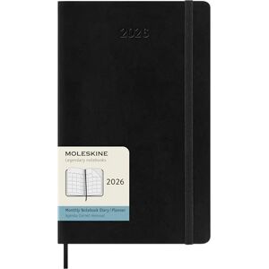 Moleskine Monatsplaner, Monatskalender 2026 12 Monate, Mit Weichem Einband und Elastischem Verschluss, Großformat 13x21, Farbe Schwarz Moleskine Monatsplaner, Monatskalender 2026 12 Monate, Mit Weichem Einband und Elastischem Verschluss, Großformat 13x21, Farbe Schwarz