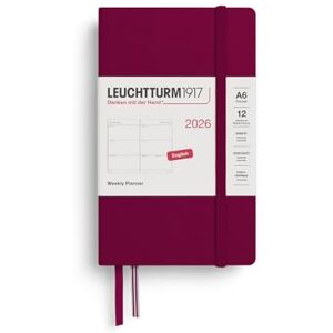 LEUCHTTURM1917 372724 Wochenkalender Pocket (A6) 2026, Port Red, Englisch LEUCHTTURM1917 372724 Wochenkalender Pocket (A6) 2026, Port Red, Englisch
