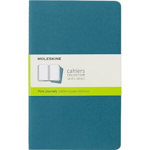 Moleskine Cahier Journal, Set 3 Notebooks with Plain Pages, Cardboard Cover with Visible Cotton Stiching, Colour Brisk Blue, Large 13 x 21 cm, 80 Pages Moleskine Cahier Journal, Set 3 Notebooks with Plain Pages, Cardboard Cover with Visible Cotton Stiching, Colour Brisk Blue, Large 13 x 21 cm, 80 Pages