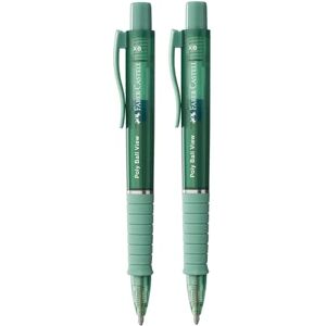 Faber-Castell 205015 Kugelschreiber Poly Ball View grün, 2 Stück, mit auswechselbarer XB Mine, dokumentenecht Faber-Castell 205015 Kugelschreiber Poly Ball View grün, 2 Stück, mit auswechselbarer XB Mine, dokumentenecht