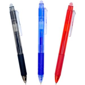 RAYLU PAPER ® 3er-Pack löschbare Kugelschreiber, einziehbar, mit Hybrid-Gel-Tinte, Blau/Rot/Schwarz, 0,7 mm Strichbreite (3 Farben) RAYLU PAPER ® 3er-Pack löschbare Kugelschreiber, einziehbar, mit Hybrid-Gel-Tinte, Blau/Rot/Schwarz, 0,7 mm Strichbreite (3 Farben)