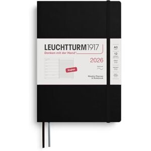 LEUCHTTURM1917 372671 Wochenkalender & Notizbuch Medium (A5) 2026, Softcover, Schwarz, Englisch LEUCHTTURM1917 372671 Wochenkalender & Notizbuch Medium (A5) 2026, Softcover, Schwarz, Englisch