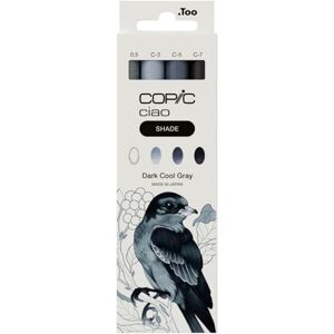 Copic Ciao Shade Set "Dark Cool Gray", 3 Twin Marker mit einer mittelbreiten und einer Brush-Spitze, inkl. Multiliner Cool Gray 0,5 mm Copic Ciao Shade Set "Dark Cool Gray", 3 Twin Marker mit einer mittelbreiten und einer Brush-Spitze, inkl. Multiliner Cool Gray 0,5 mm