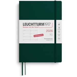 LEUCHTTURM1917 372560 Wochenkalender Medium (A5) 2026, 12 Monate, Softcover, Forest Green, Deutsch LEUCHTTURM1917 372560 Wochenkalender Medium (A5) 2026, 12 Monate, Softcover, Forest Green, Deutsch