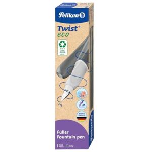 Pelikan Twist eco Füllhalter, Edelstahl-Feder in Strichbreite M inkl. Tintenpatrone, grau Pelikan Twist eco Füllhalter, Edelstahl-Feder in Strichbreite M inkl. Tintenpatrone, grau