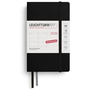 LEUCHTTURM1917 372541 Wochenkalender Pocket (A6) 2026, 12 Monate, Schwarz, Deutsch LEUCHTTURM1917 372541 Wochenkalender Pocket (A6) 2026, 12 Monate, Schwarz, Deutsch