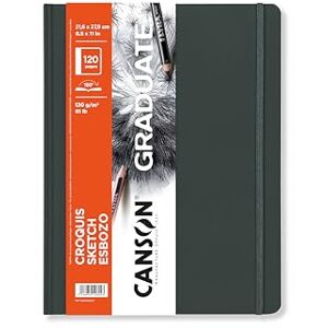 Canson Graduate Book Skizzenbuch, weiche Körnung, 120 g/m², Hardcover, 21,6 x 27,9 cm, Weiß, 60 Blatt Canson Graduate Book Skizzenbuch, weiche Körnung, 120 g/m², Hardcover, 21,6 x 27,9 cm, Weiß, 60 Blatt